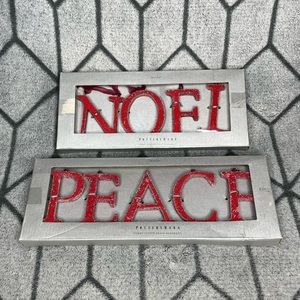 Pottery Barn Peace and Noel Sugar Coated Merlot Christmas Holiday Ornaments V